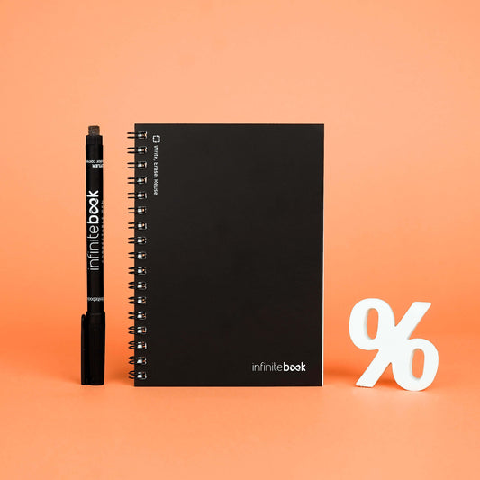 Infinitebook Svört A6 Ólínustrikuð