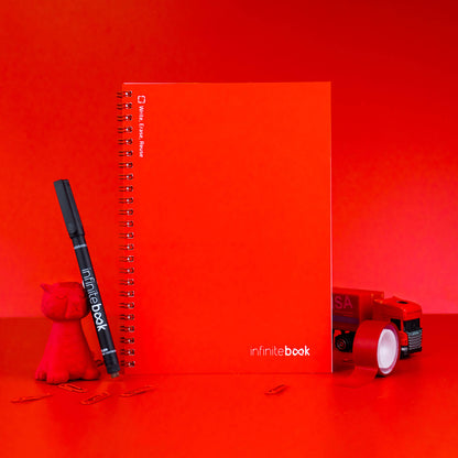 Infinitebook Rauð A5 Ólínustrikuð